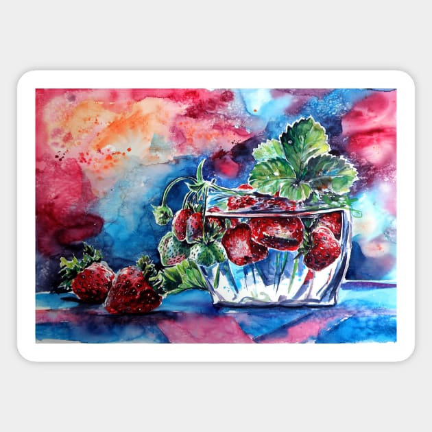 Still life with strawberry Sticker by kovacsannabrigi